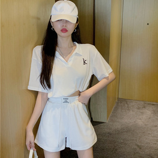 夏天新款时尚休闲运动短裤套装女夏季网红炸街气质显瘦两件套装