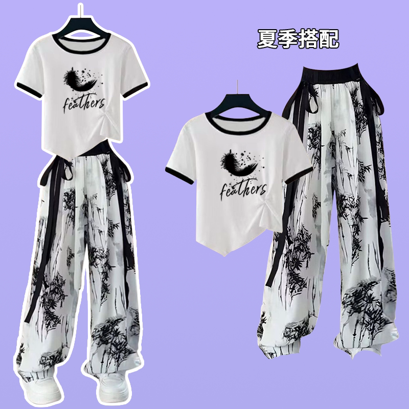 两件套短袖新中式夏季韩版冰丝