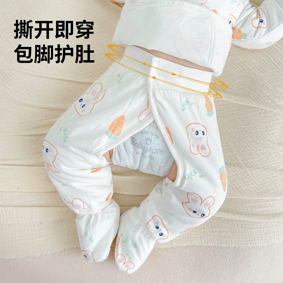 新生婴儿保暖夹棉秋冬季棉裤初生男女宝宝包脚高腰连脚开裆档裤子,童装/婴儿装/亲子装,裤子,淘宝优惠券,粉丝福利购,淘宝优惠卷