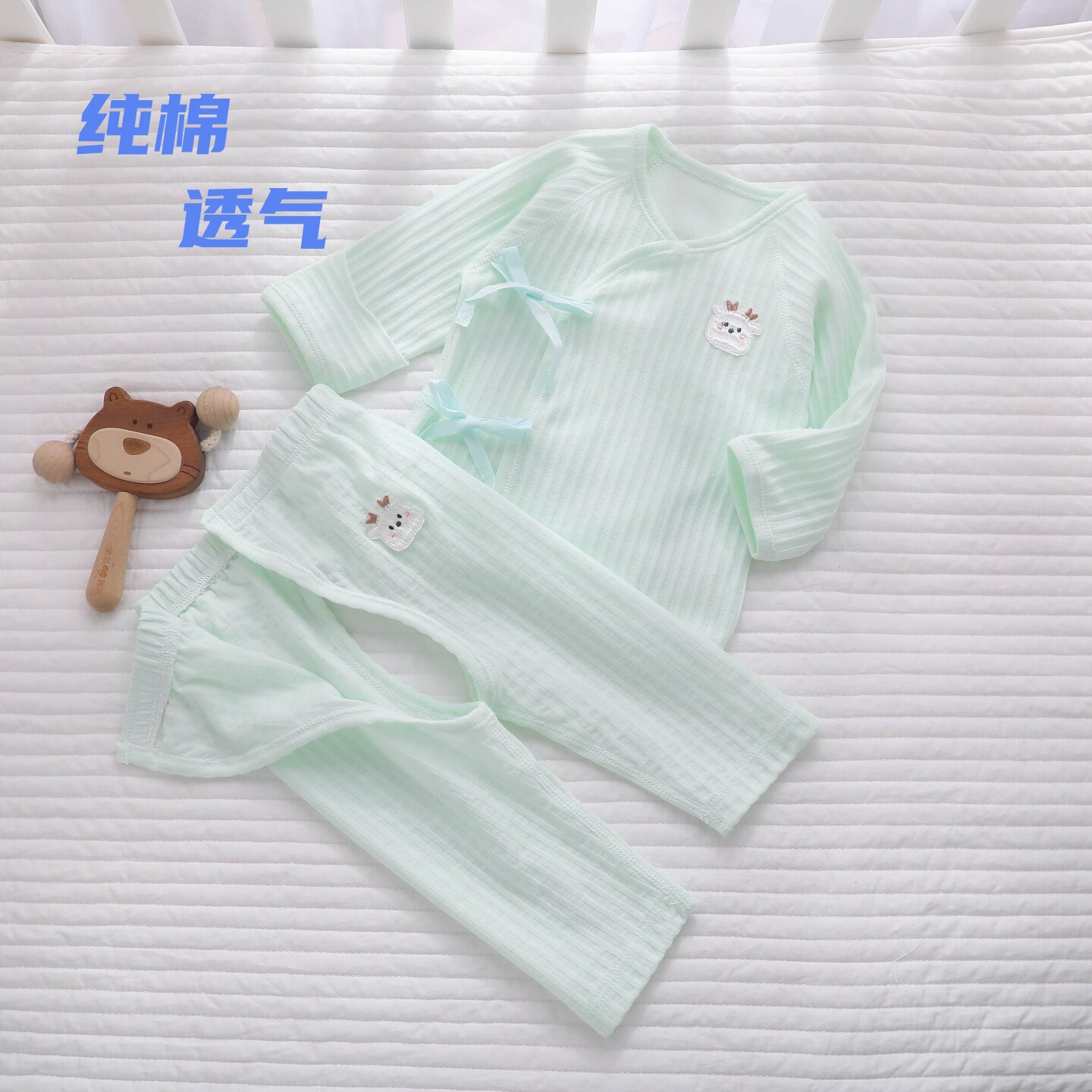 婴幼儿夏季薄衣服纯棉A类新初生婴儿0-3个月分体套装僧服52码宝宝