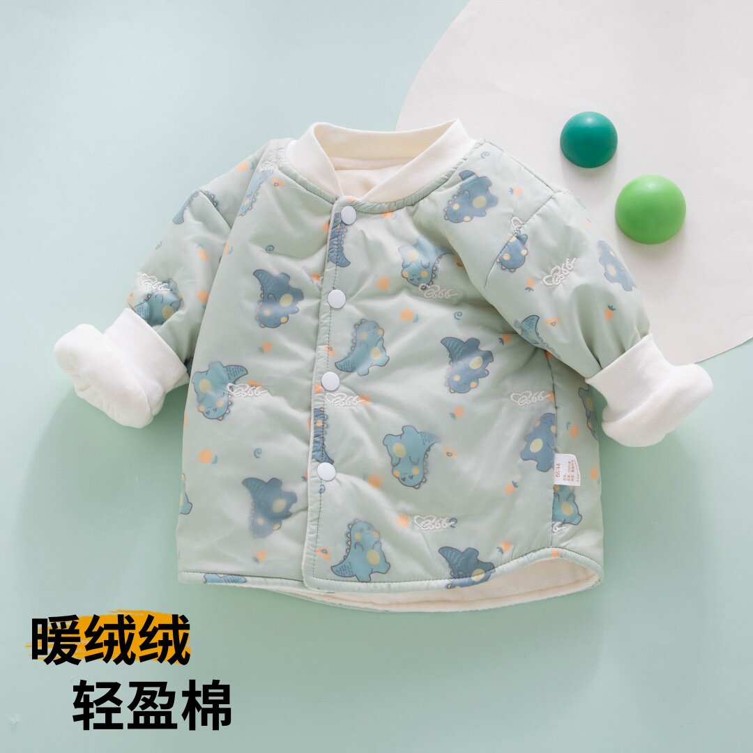 婴儿外套防风加绒夹棉冬天小月龄宝宝棉袄幼儿秋冬季外出超厚棉服