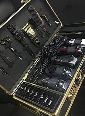 barbershop case[理发推剪工具收纳旅行箱出口/黑金银/便携]