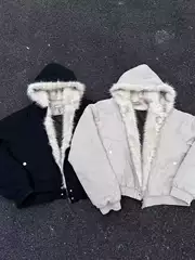 Winter Jacket Outdoor Men Women Hoodie Faux Fur Coat Men's and Women's Outerwear