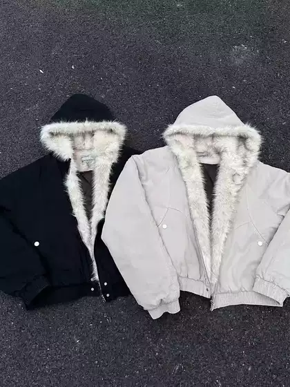 Winter Jacket Outdoor Men Women Hoodie Faux Fur Coat Men's and Women's Outerwear