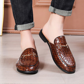 Leather Slip Half Men Shoes 大码 Loafer Casual 男鞋