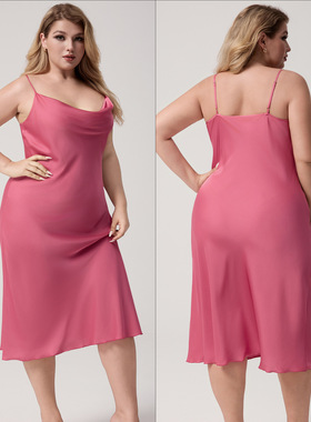 Plus-size Satin Nightgown Women's Summer Pajamas 大码睡裙女
