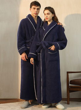 Fleece Bathrobe for Women Men night-robe nightgown法兰绒睡袍