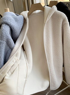 Winter Women Fleece Hoodie Pullover with Zipper Coat绒外套女