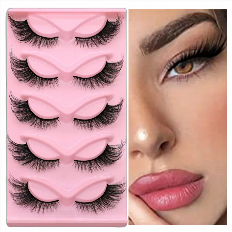 5 Pair Faux Mink Fox Lashes 3D Cat Eye False Eyelashes假睫毛
