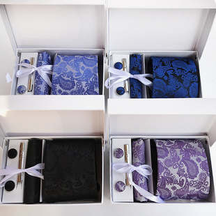 With Set Gift Box Necktie Tie Wedding Handkerchief