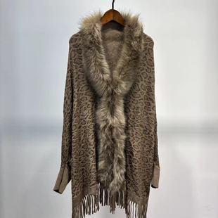 Winter New Fur Collar Cardigan Shawl Knitted Coat 斗篷披肩衣
