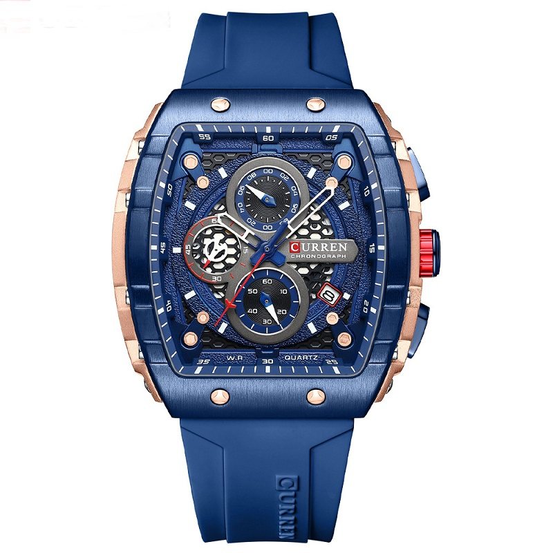 Watche Men Square Hollow Design Quartz Wristwatch Date男手表