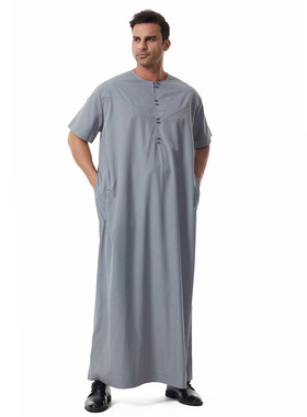 Kaftan Shirt Abaya Muslim Men Jubba Thobe Caftan T-shellort