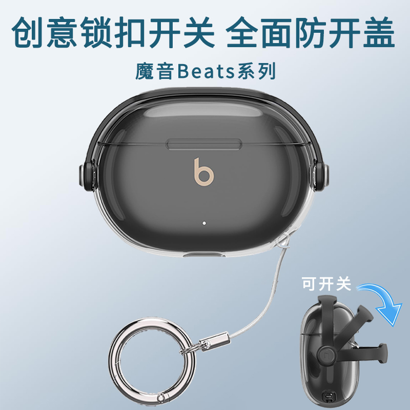 适用魔音Beats Studio Buds+创意锁扣耳机壳防摔防丢保护壳透明支架保护套Beats Solo Buds耳机套Studio Buds