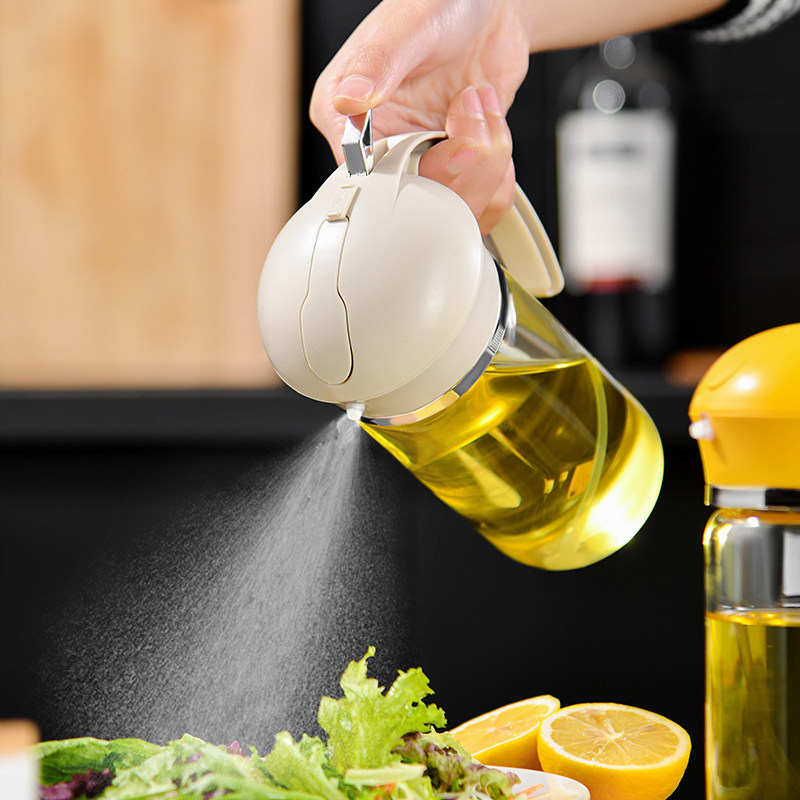 日本油壶家用厨房玻璃倒油喷油一体油罐酱油醋自动开合大容量油瓶