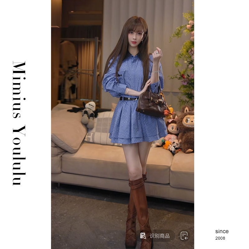 【mimius】游鹿鹿25早秋学院风衬衫连衣裙 领子可拆/含腰带/短裤