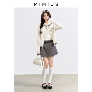 Polo领针织背心 甜美撞色针织毛衣开衫 mimius 裙裤 游鹿鹿
