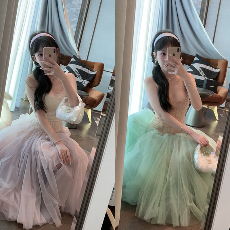 【mimius】游鹿鹿小众设计师款重工网纱蓬蓬连衣裙