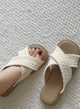 沙滩鞋2025新款休闲编织女民族风夏季仙女外穿平底软底E5270-12