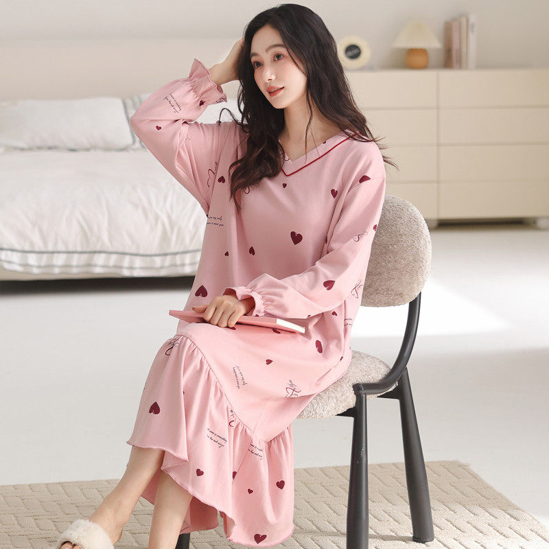 可睡裙女春秋季纯棉圆领2026年宽松简约可外穿连衣裙家居服,女士内衣/男士内衣/家居服,睡袍/浴袍,淘宝优惠券,粉丝福利购,淘宝优惠卷