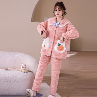 漫莉沙九尾狐水波绒25新款家居服雪花绒法兰绒公主绒女款绒料