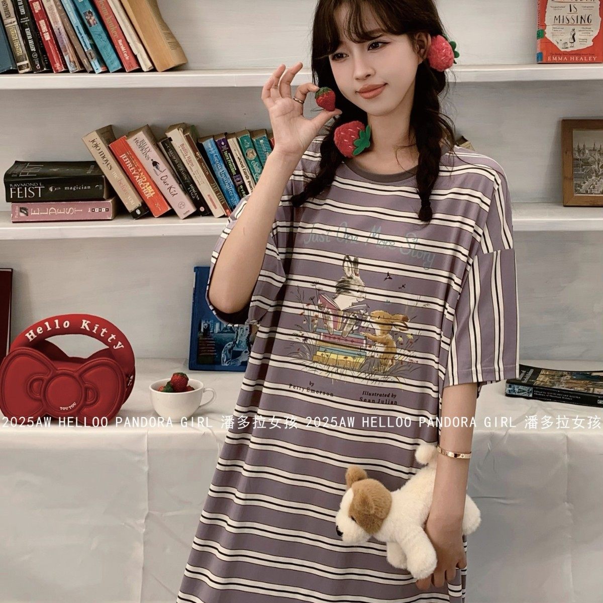 Pandora girl 潘多拉女孩 春夏女新款卡通休闲韩版大版家居服睡裙,女士内衣/男士内衣/家居服,睡袍/浴袍,淘宝优惠券,粉丝福利购,淘宝优惠卷