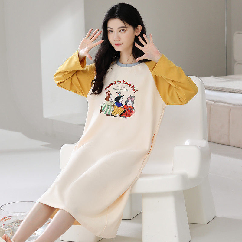 2026新款春秋季睡裙女秋款长袖睡衣纯棉秋冬条纹可外穿家居服大码,女士内衣/男士内衣/家居服,睡袍/浴袍,淘宝优惠券,粉丝福利购,淘宝优惠卷