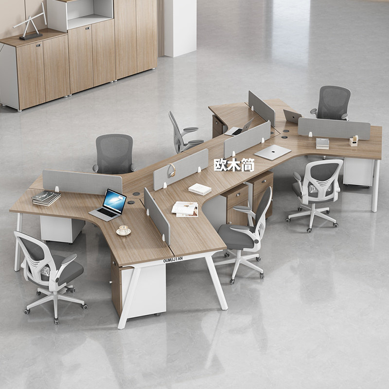 办公室职员办公桌3/5人位简约现代电脑卡座创意员工办公桌椅组合