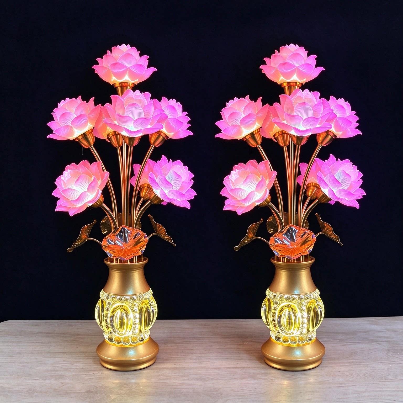 LED七彩九品财神灯莲花灯佛前长明灯佛堂供佛灯菩萨照明多灯插电