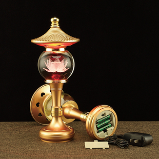 led七彩莲花灯佛供灯佛前关公灯长明灯家用插电电池佛灯供灯