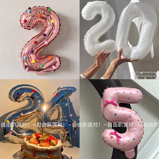 16寸铝膜小号数字气球合集儿童周岁年龄生日派对纪念日装饰布置