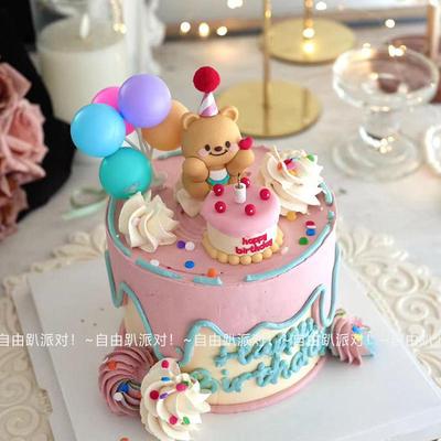 网红ins小熊迷你小蛋糕装饰摆件