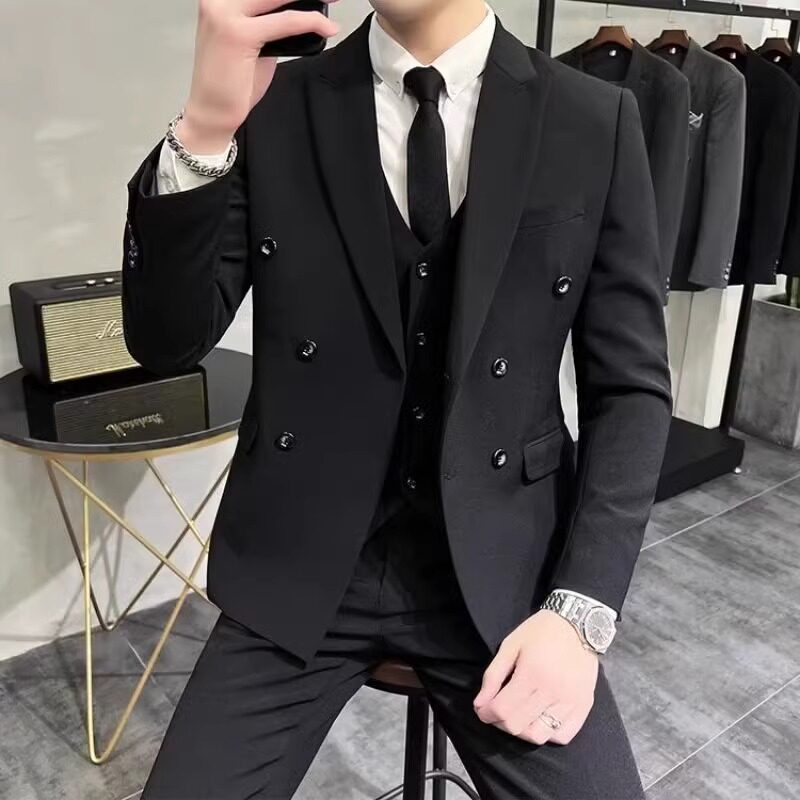 가을 겨울 남성 인터넷 연예인 더블 브레스트 양복 재킷 고급 슬림 양복 신랑 들러리 결혼식 양복 패셔너블한 상의