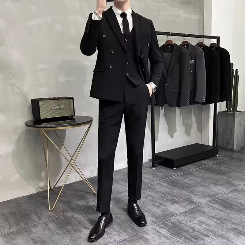가을 겨울 남성 인터넷 연예인 더블 브레스트 양복 재킷 고급 슬림 양복 신랑 들러리 결혼식 양복 패셔너블한 상의