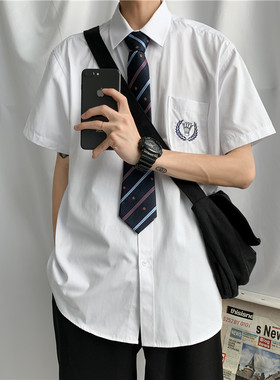 dk制服男全套纯白衬衫男长袖领带日系学生休闲百搭jk衬衣套装班服