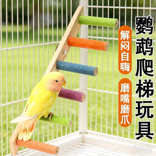 鹦鹉站架玩具攀爬梯解闷自嗨磨牙磨爪棒专用鸟笼磨砂站杆用品大全