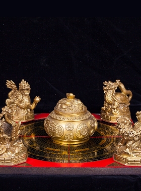 纯铜貔貅麒麟金蟾金龙葫芦罗盘客厅书房办公室桌面摆件包邮