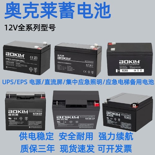 奥克莱蓄电池 6GFM12V24AH38AH65AH100AH120AH UPS/EPS直流屏机房