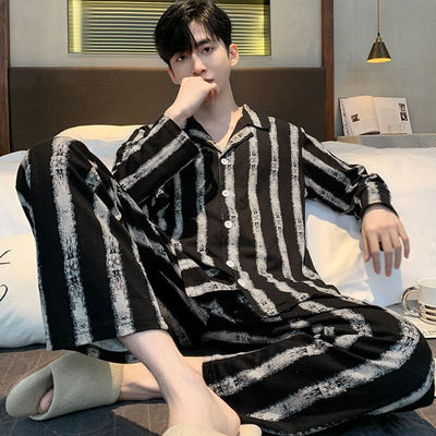 男士睡衣纯棉春秋款长袖2026新款休闲大码可外穿家居服套装