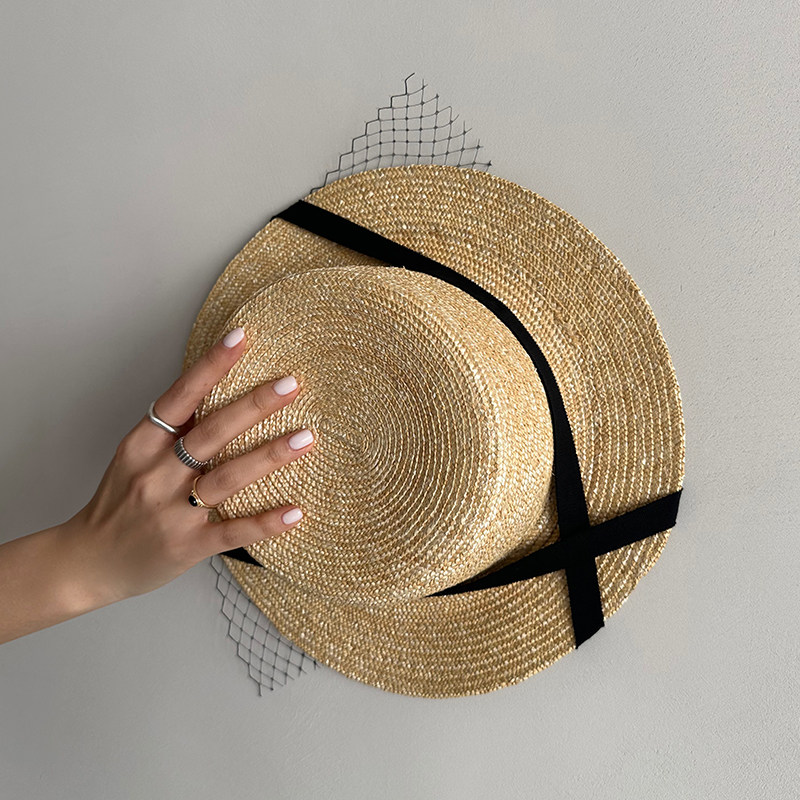 MAGENA小贵妇感 赫本风麦秆有型网纱礼帽 法式平顶草帽 INS遮阳帽,服饰配件/皮带/帽子/围巾,帽子,淘宝优惠券,粉丝福利购,淘宝优惠卷