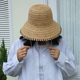 MAGENA简约风 夏 百搭 天然拉菲草手工编制防晒渔夫帽 大檐遮阳帽