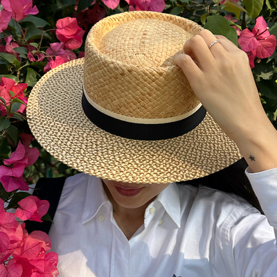 平顶礼帽女夏季轻奢草帽
