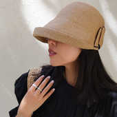 MAGENA小优雅 日系复古蝴蝶结草编百搭防嗮遮阳大檐防紫外线草帽