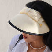 MAGENA小香风 手工编织防紫外线遮阳帽 发卡防晒帽空顶草帽太阳帽