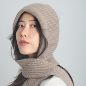 MAGENA超好看独特漂亮 帽子围巾一体纯羊绒帽子女款 秋冬针织帽