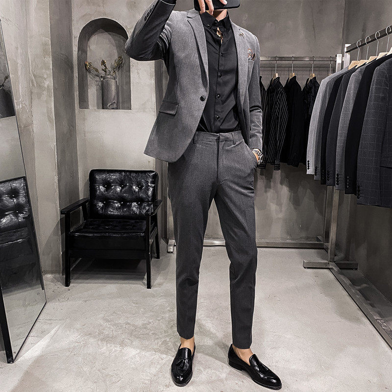 新款韩版男士修身西服套装优质潮男休闲小西装伴郎装新品推荐