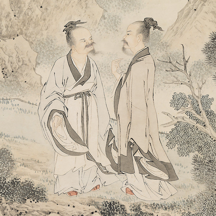 清 金廷标 濠梁图 35x60cm 真迹复制品 台北故宫收藏清朝人物名画