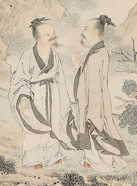 清 金廷标 濠梁图 35x60cm 真迹复制品 台北故宫收藏清朝人物名画