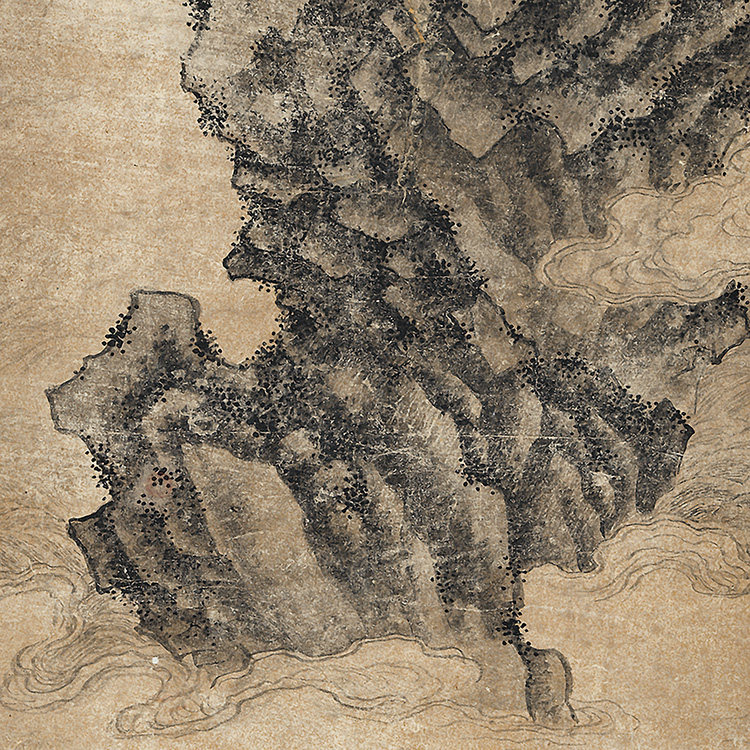 清 钱旭 中流砥柱图 真迹复制品28x102cm台北故宫藏清画院花鸟画