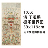 0.6 清 丁观鹏 极乐世界图 真迹复制53x119cm台北故宫博物院藏